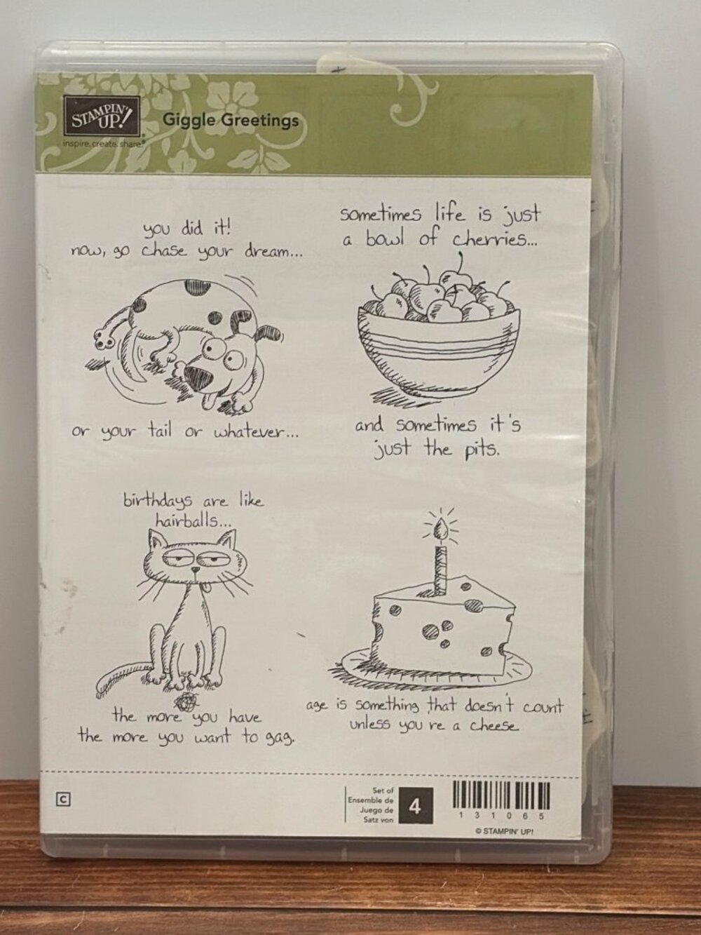 STAMPIN' UP! 131065 GIGGLE GREETINGS CLEAR MOUNTED RUBBER STAMP SET  DOG CAT